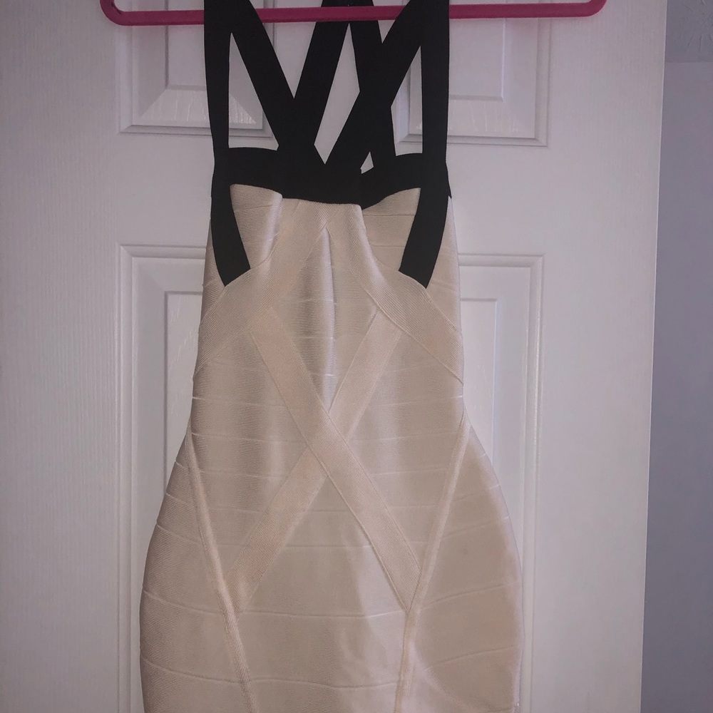 Black and white Herve Leger Bandage dress